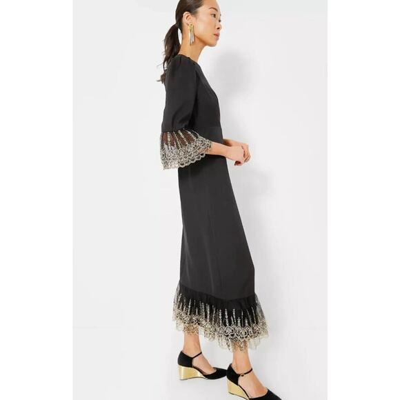 TUCKERNUCK Pomander Place Black Velvet Gold Lace Lillith Dress NWT Size Small - Picture 4 of 11